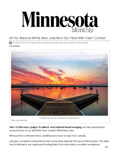 All the Reasons White Bear Lake Won Our “Best MN Town” Contest