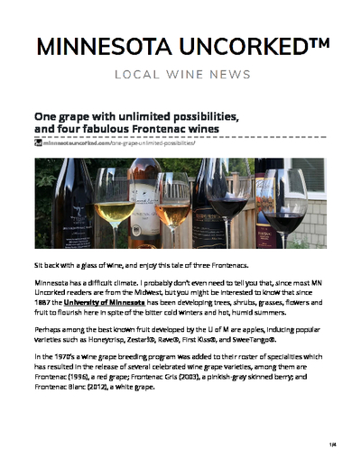 One grape with unlimited possibilities, and four fabulous Frontenac wines