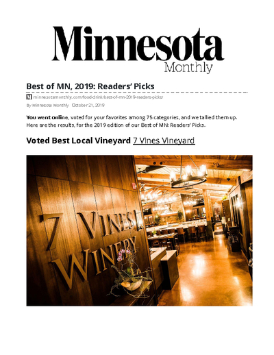 7 Vines Vineyard Voted Best Local Vineyard